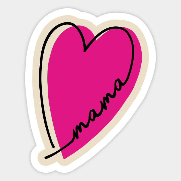 hot pink heart mama design line art heart letters mothers day gift for mom Sticker by B*Shoppe